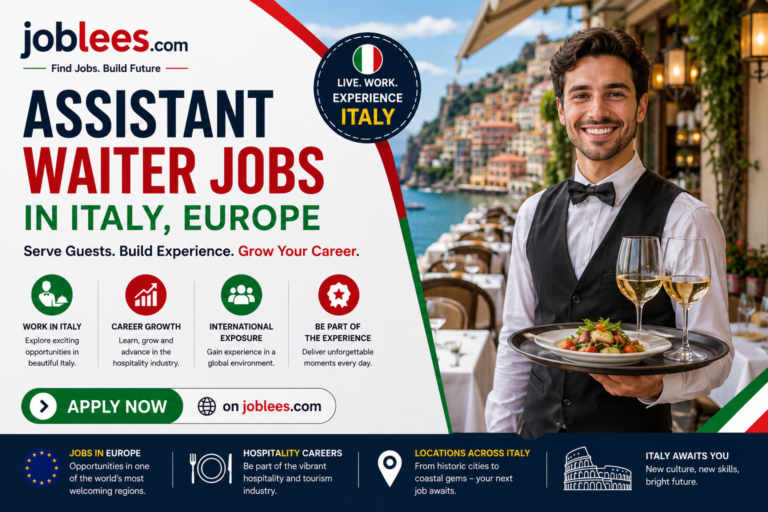 Assistant Waiter Jobs in Italy, Europe